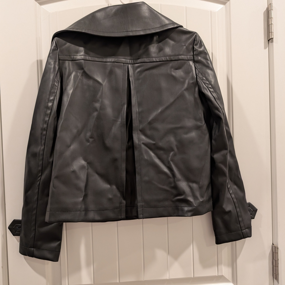 Women's Black Faux Leather Jacket - Picture 4 of 4